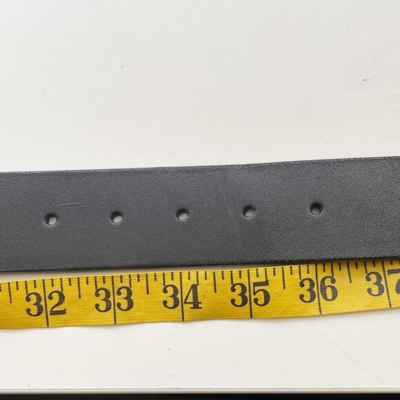 Vintage Leatherock Black Leather Belt with Silver gray stone Accents